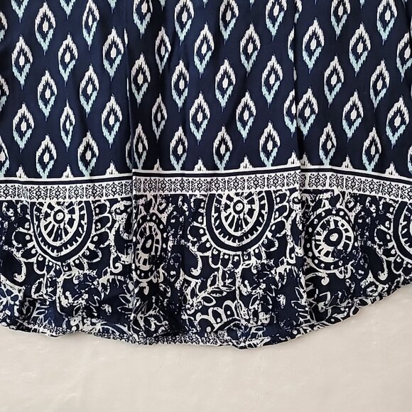 Faded Glory Rayon Tunic 3/4 Sleeve Size 8-10 Youth Blue White Diamond Pattern - Picture 6 of 13